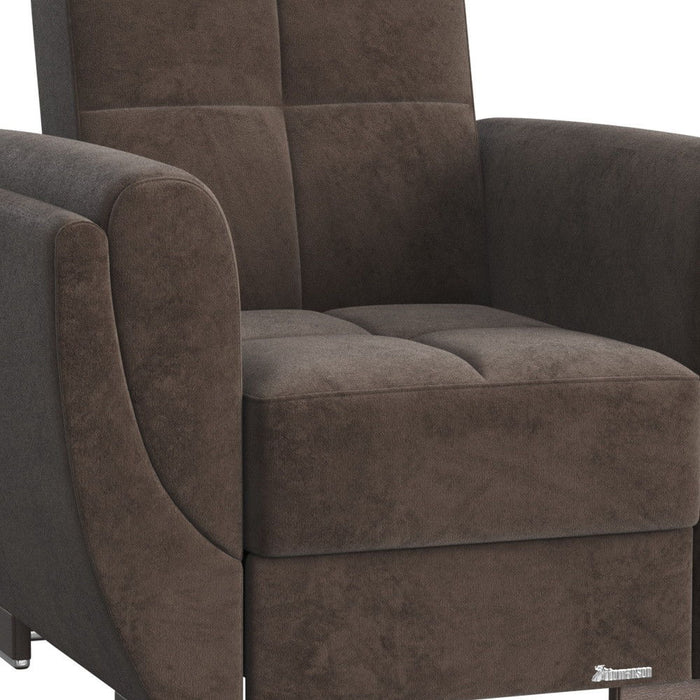 Microfiber Tufted Convertible Chair 36" - Brown and Gray