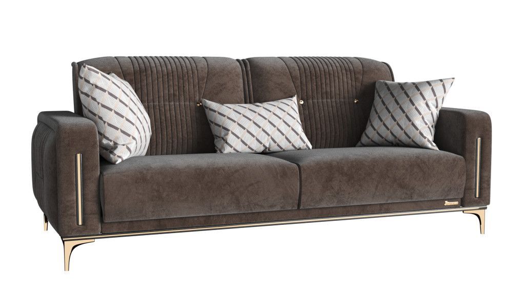 Microfiber Sleeper Sofa With Two Toss Pillows 85" - Brown