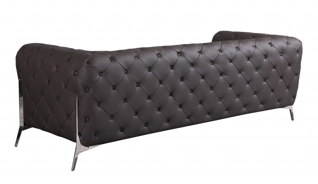 Genuine Leather Standard Sofa 93" - Brown