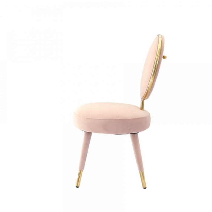 Velvet Solid Color Side Chair 21" (Set of 2) - Pink and Gold
