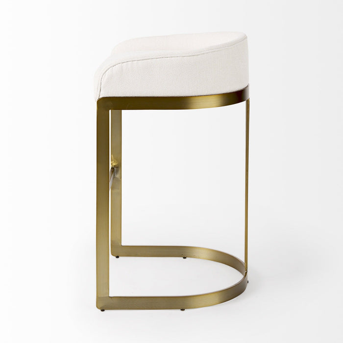 Low Back Bar Stool 33" - Off White And Gold