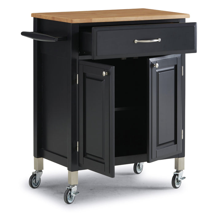 Blanche - Kitchen Cart With Solid Wood Top - Black - 36"