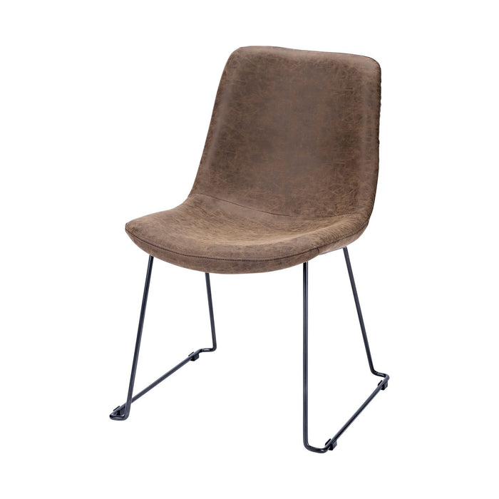 Faux Leather Seat With Black Iron Frame Dining Chair - Light Brown