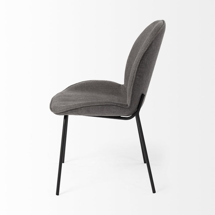 Black and Gray Flaired Seat Fabric Dining Chair