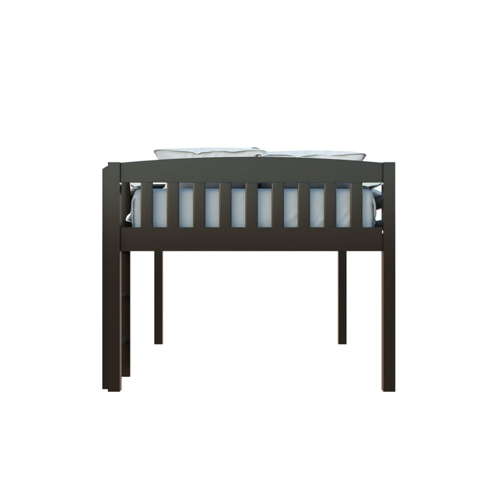 Solid Wood Full Double Size Loft Bed - Dark Brown