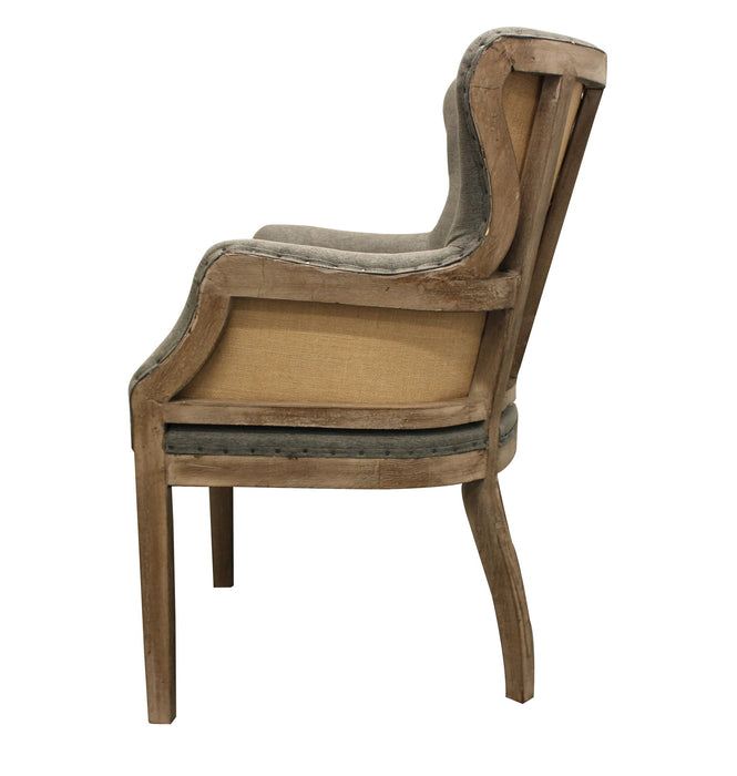 Linen And Natural Solid Color Arm Chair 25" - Gray