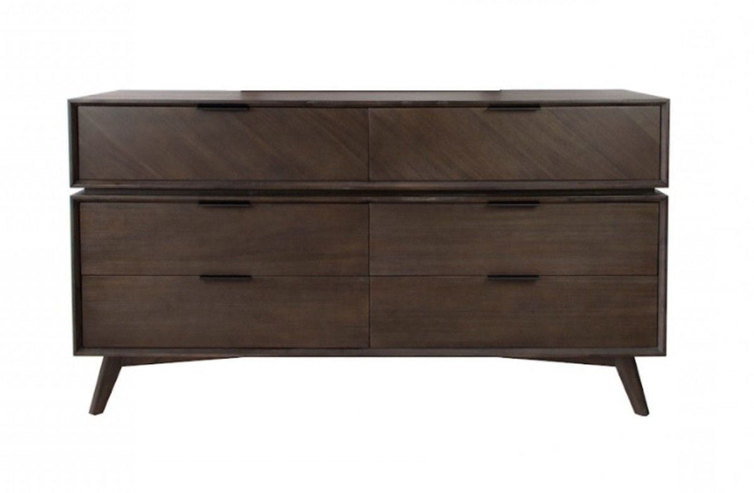 Solid Wood Six Drawer Double Dresser 65" - Acacia