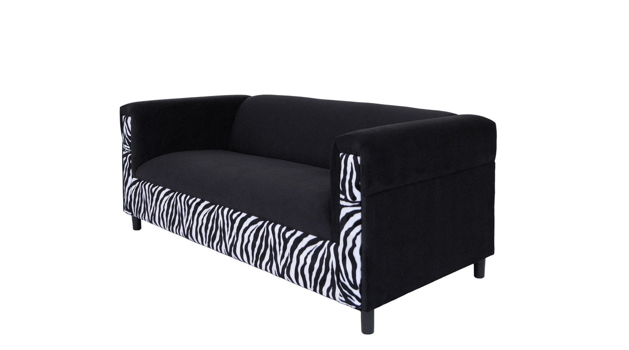 Suede Animal Print Sofa 72" - Black