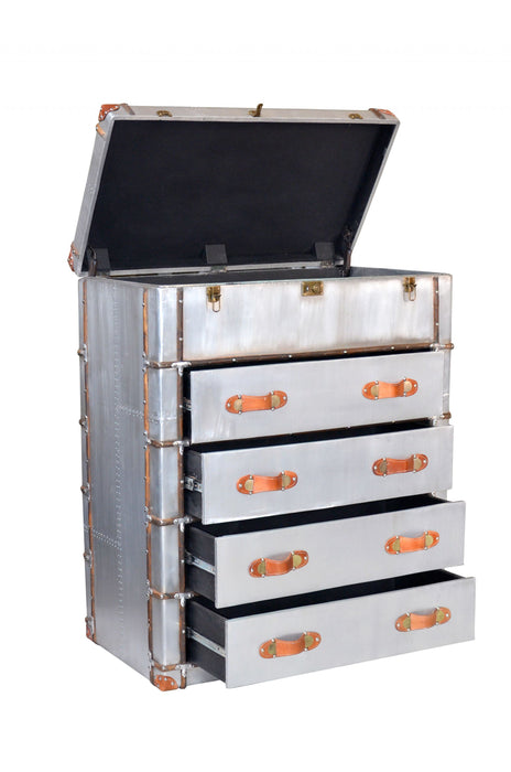 Aluminum Four Drawer Standard Dresser 42" - Silver