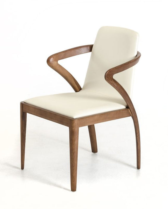 Mod Dining Chair - Walnut Wood And Cream - Faux
