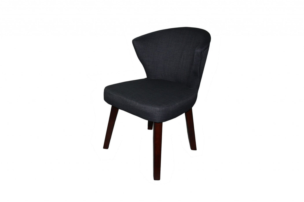 Wooden Curve Back Dining or Accent Chair 31" - Dark Charcoal Gray and Black