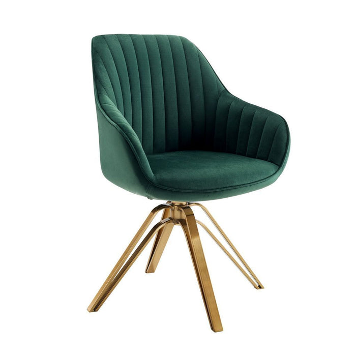 Velvet And Gold Swivel Arm Chair 23" - Green
