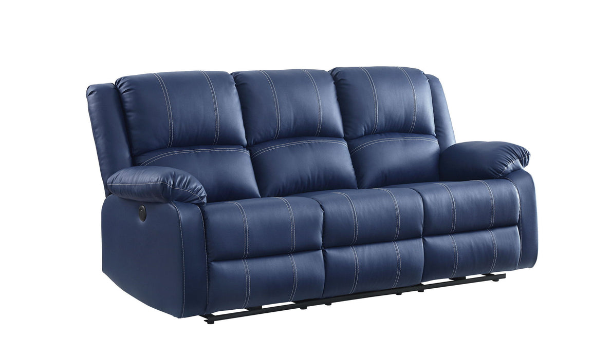 Usb Sofa 81" - Blue Faux Leather And Black