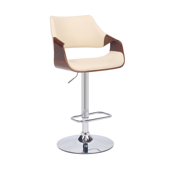 Iron Swivel Adjustable Height Bar Chair With Footrest 45" - Cream and Silver