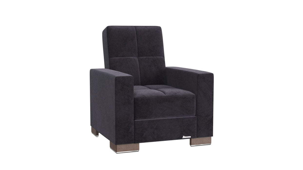 Microfiber Tufted Convertible Chair 36" - Black
