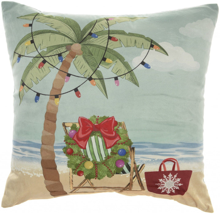 Aloha Christmas Palm Tree Light Up Throw Pillow - Multicolor