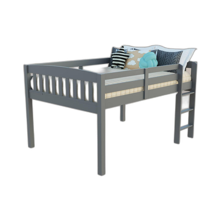 Solid Wood Twin Size Low Loft Bed - Gray