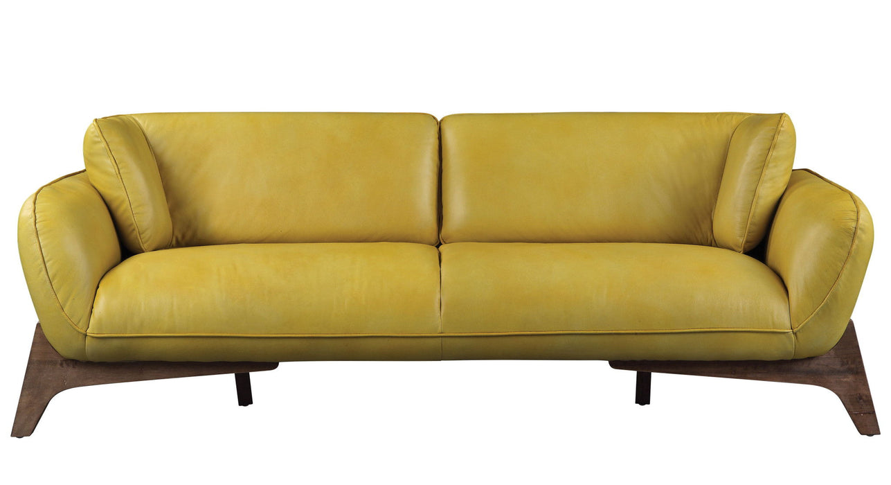 Sofa 90" - Mustard Leather And Black