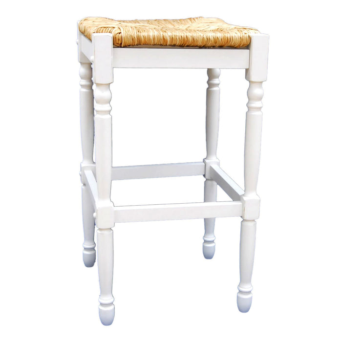 Backless Bar Height Chair With Footrest 29" - Natural And Antiqued White