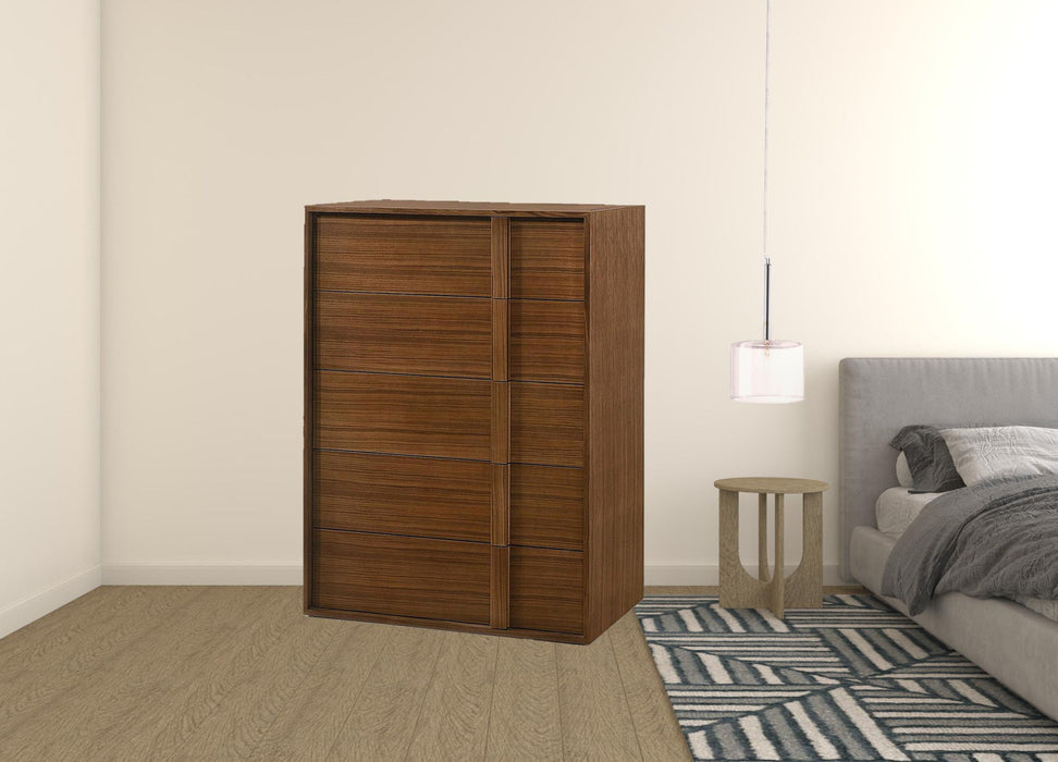 Wood Contemporary Five Drawer Dresser 36" - Walnut Brown