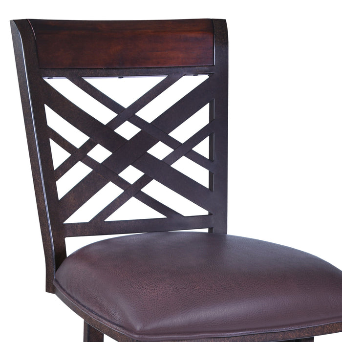 Faux Leather Iron Counter Height Bar Chair 41" - Brown