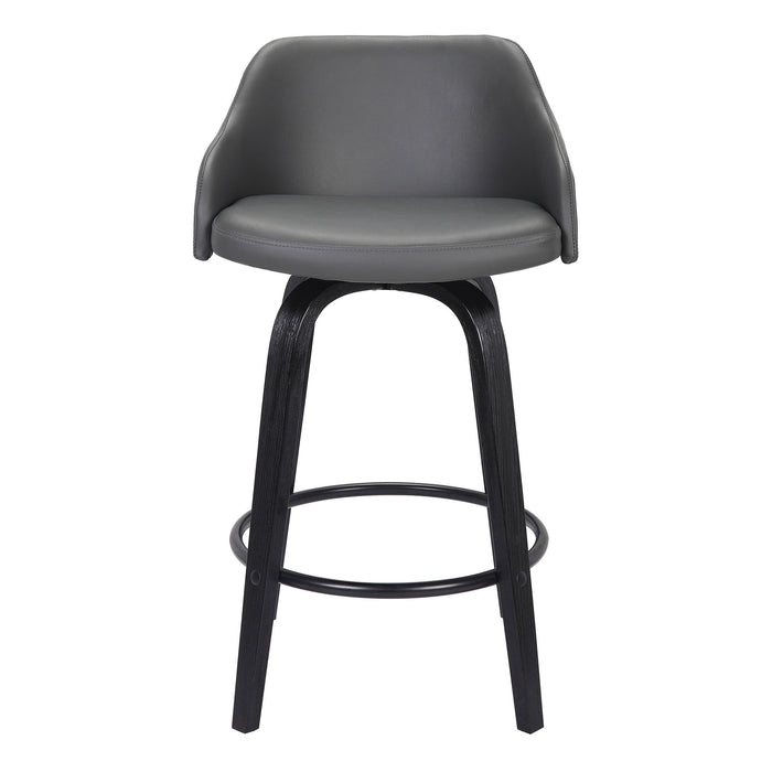 Iron Swivel Low Back Bar Height Chair With Footrest 39" - Gray and Black