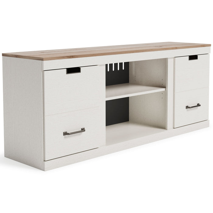 Vaibryn - White / Brown - LG TV Stand W/Fireplace Option