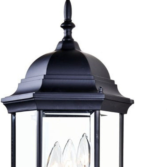 Three Light Domed Glass Lantern Wall Light - Matte Black