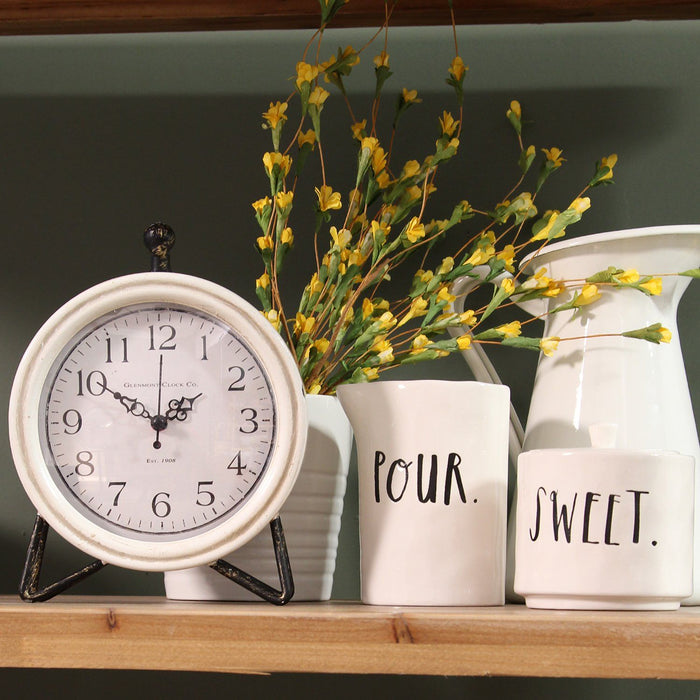 Rustic Table Or Desk Clock - Black And White