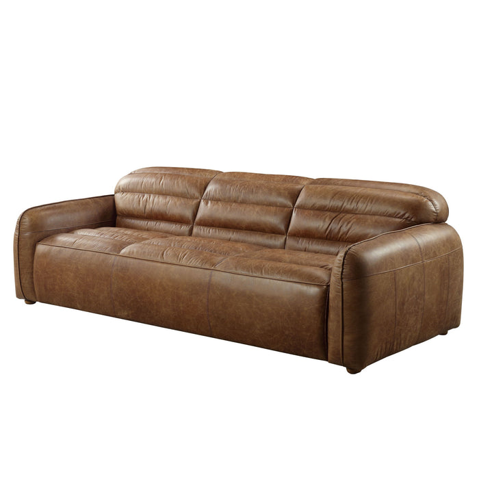 Sofa 95" - Cocoa Top Grain Leather And Black