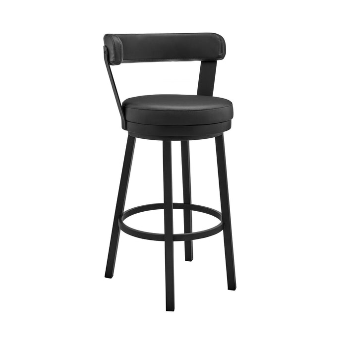 Faux Leather with Black Finish Swivel Bar Stool 26" - Chic Black