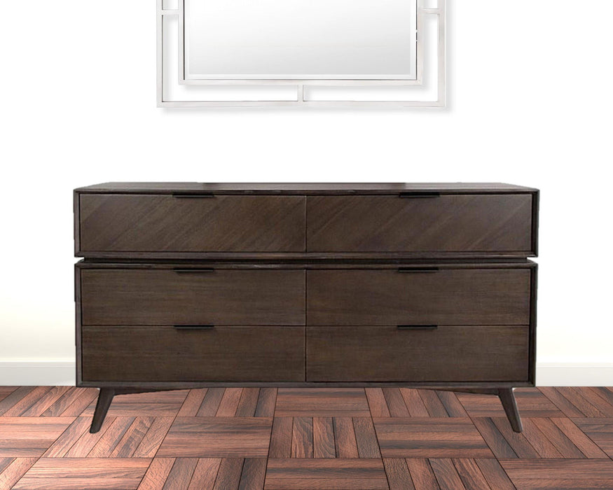 Solid Wood Six Drawer Double Dresser 65" - Acacia