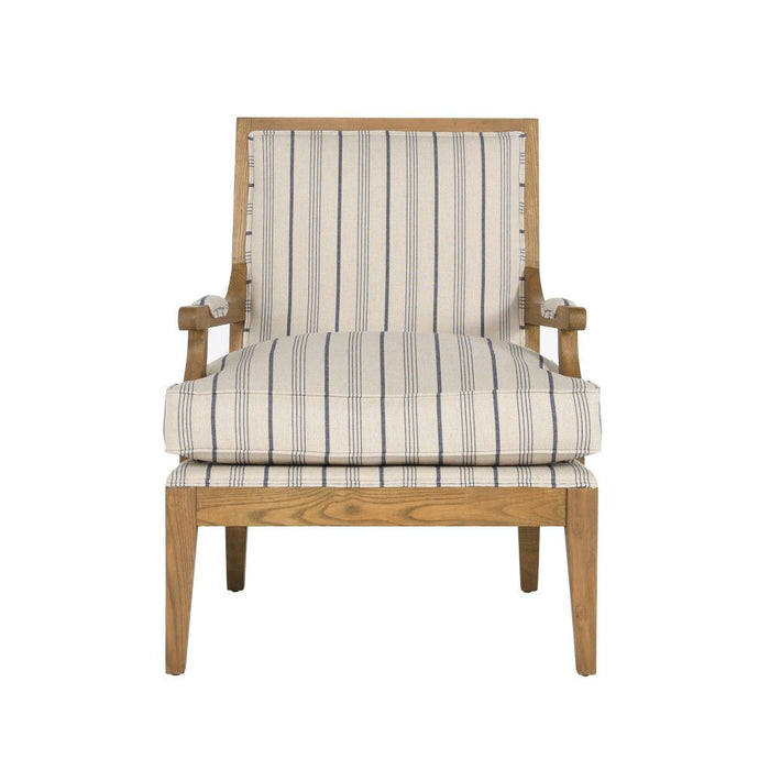 Linen Blend Striped Arm Chair 29" - Blue and Ivory