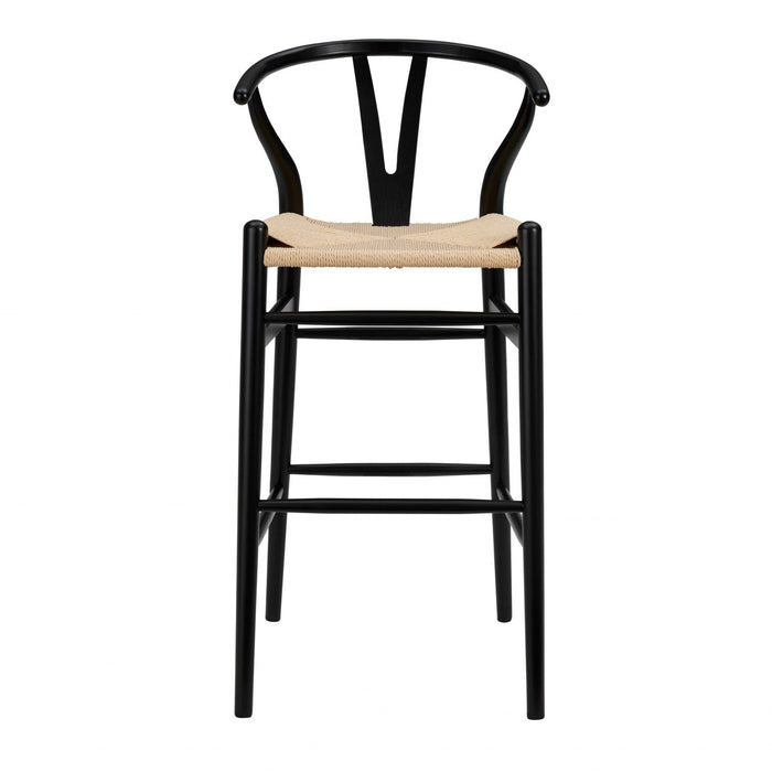 Solid Wood And Natural Counter Stool 42" - Black