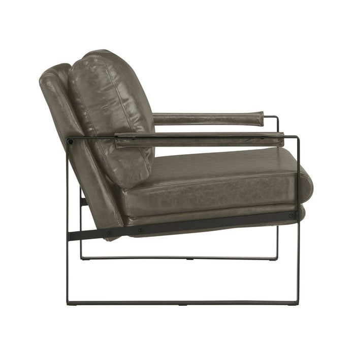 Faux Leather And Black Arm Chair 27" - Dark Gray