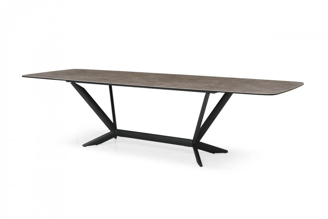 Rectangular Ceramic And Metal Dining Table 118" - Gray And Black