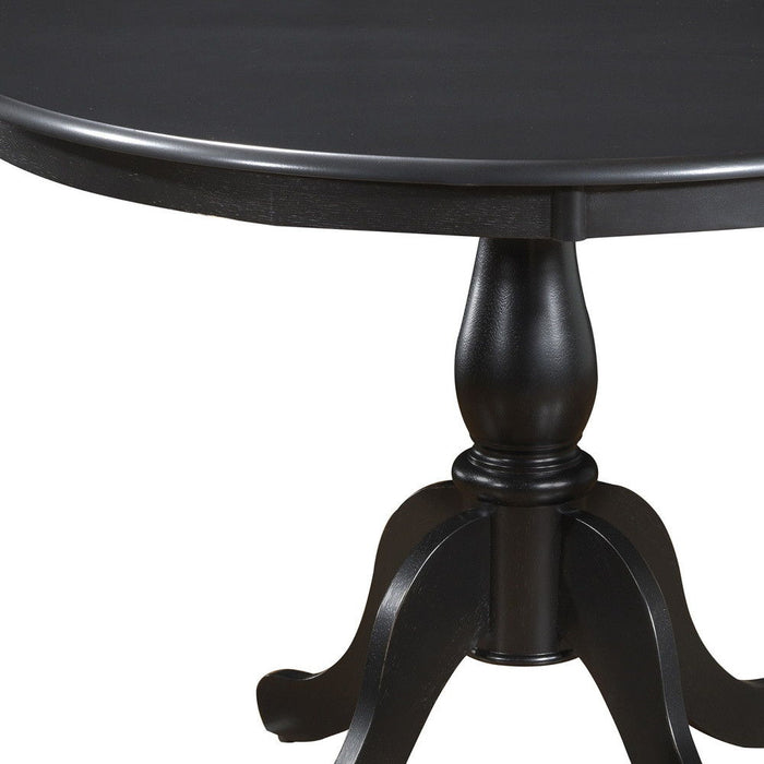Round Turned Pedestal Base Wood Dining Table 42" - Antique Black