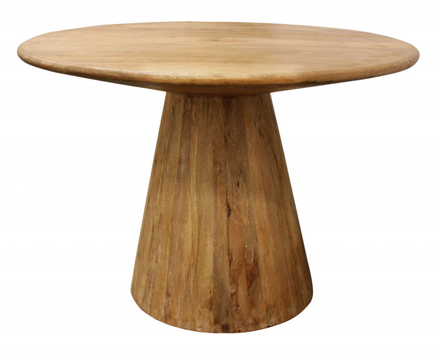 Rounded Solid Wood Pedestal Dining Table 42" - Natural
