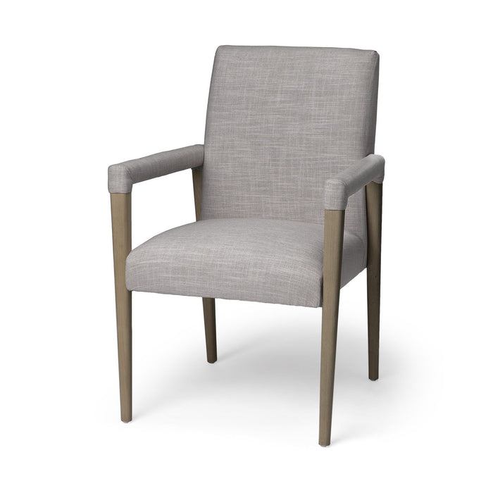 Gray Fabric Wrap With Brown Wooden Frame Dining Chair