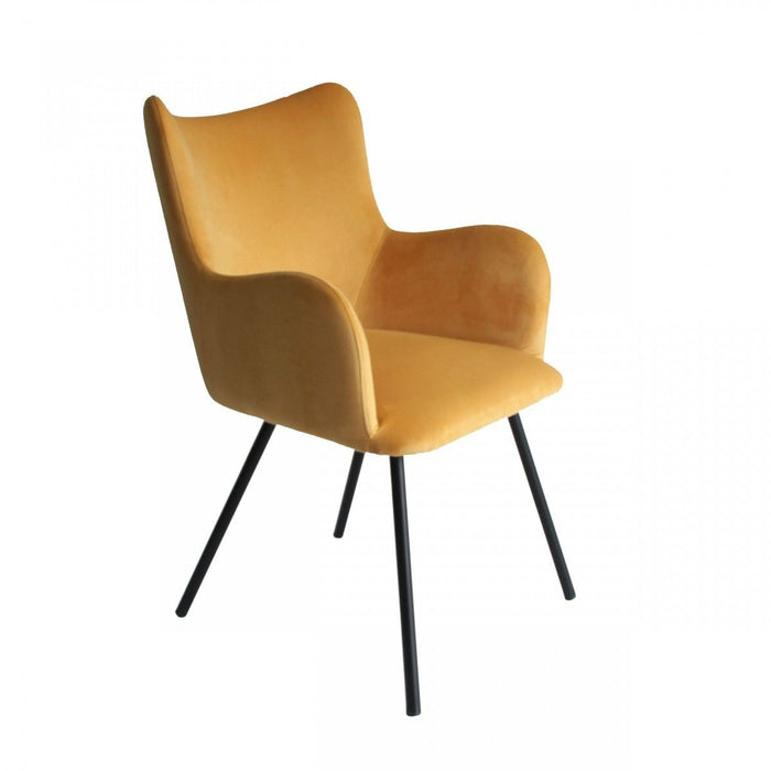 Modern Dining Chair - Yellow And Black - Curvy Velvet