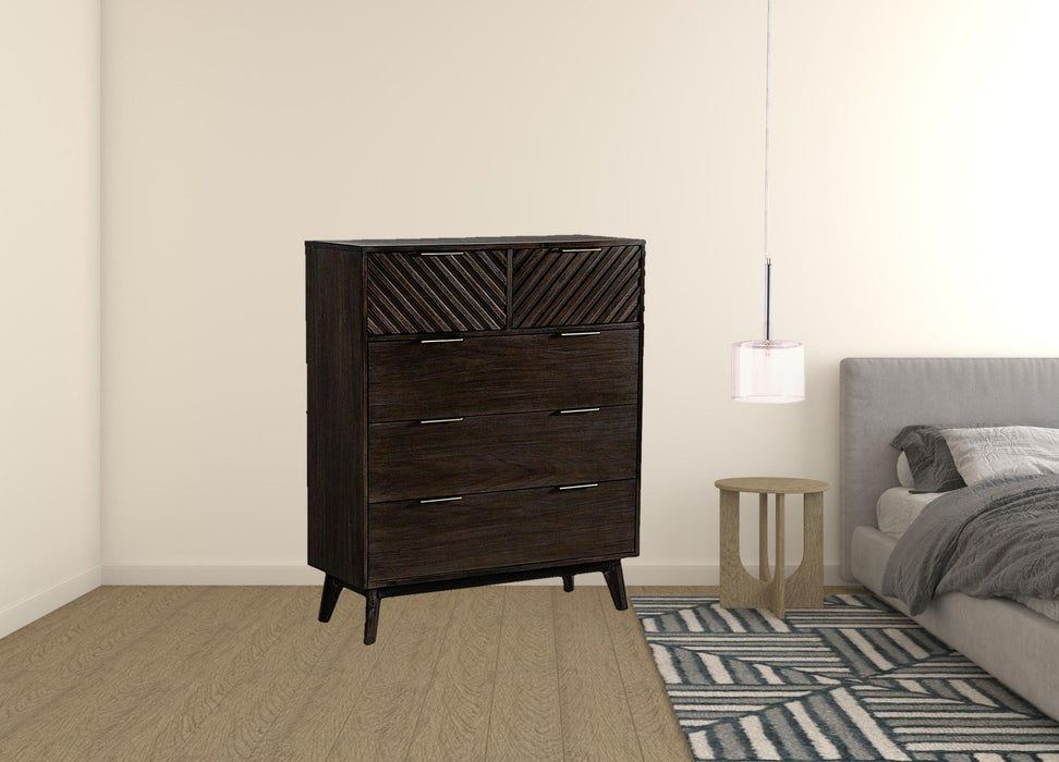 Solid Wood Five Drawer Standard Dresser 39" - Dark Acacia