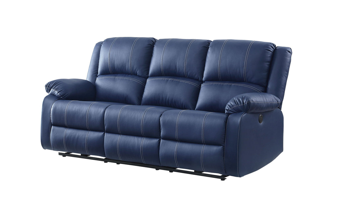 Usb Sofa 81" - Blue Faux Leather And Black