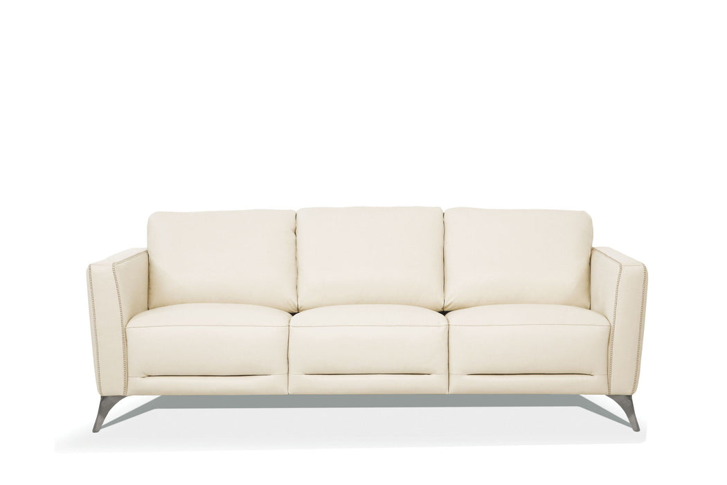 Sofa 83" - Cream Leather And Black