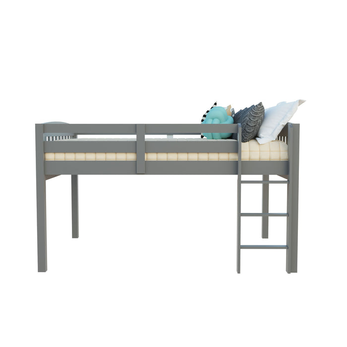 Solid Wood Twin Size Low Loft Bed - Gray