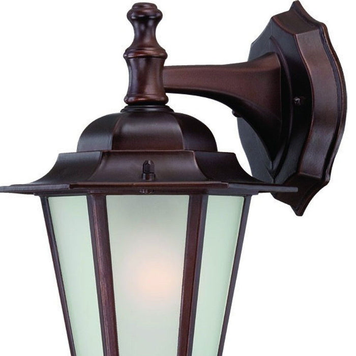 Frosted Glass Hanging Lantern Wall Light - Bronze