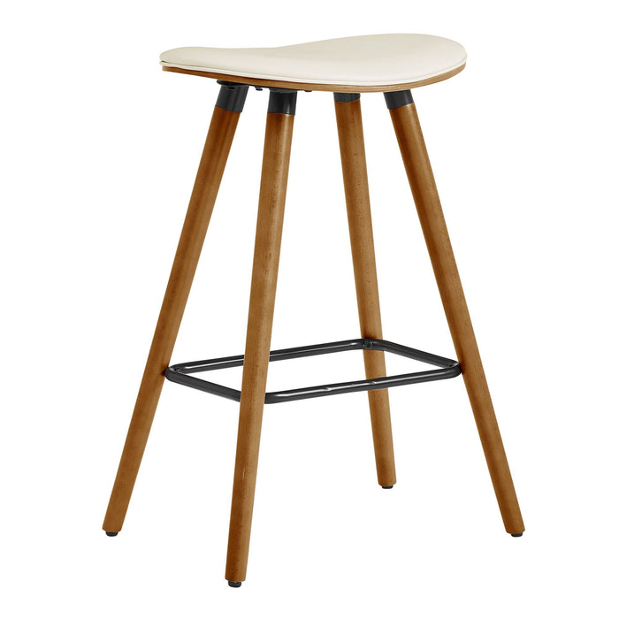 Faux Leather Backless Wooden Bar Stool 26" - Cream