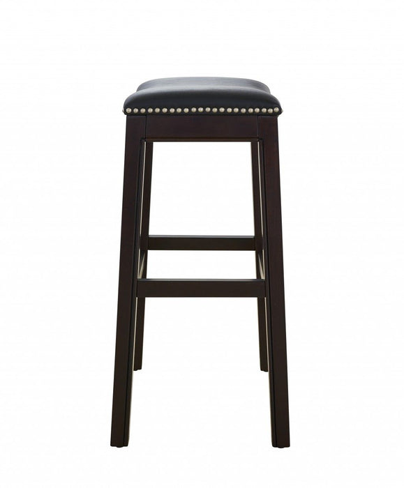 Saddle Style Counter Height Bar Stool - Espresso And Black