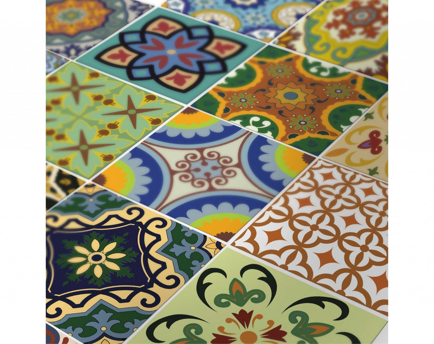 Peel And Stick Removable Tiles - Mediterranean Brights - 7" x 7"
