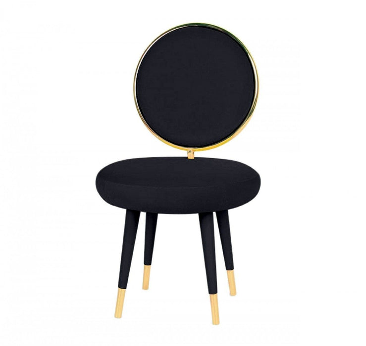 Black Velvet And Solid Color Side Chair 21" (Set of 2) - Black and Gold
