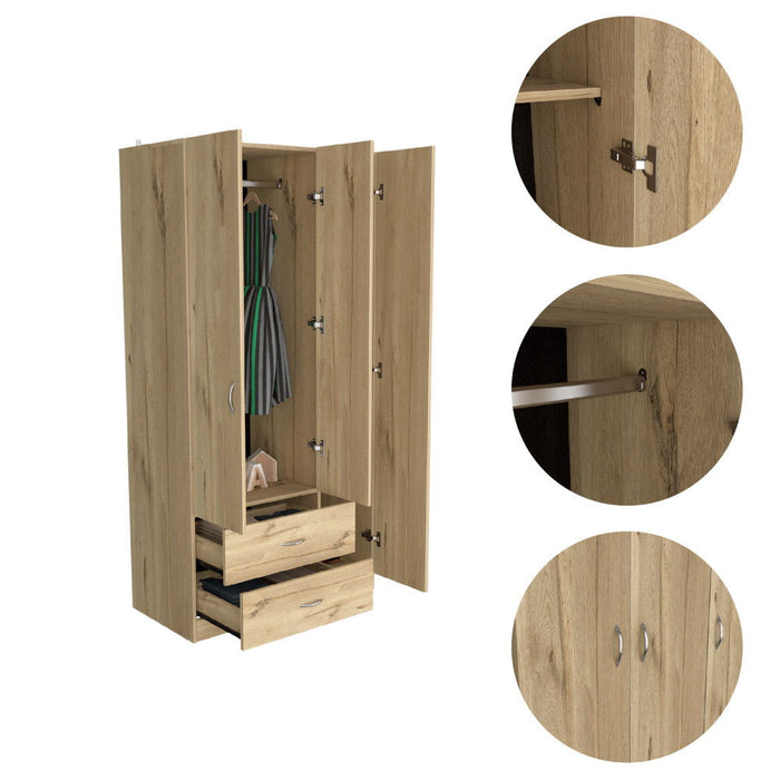 Manufactured Wood Two Drawer Combo Dresser 71" - Light Oak